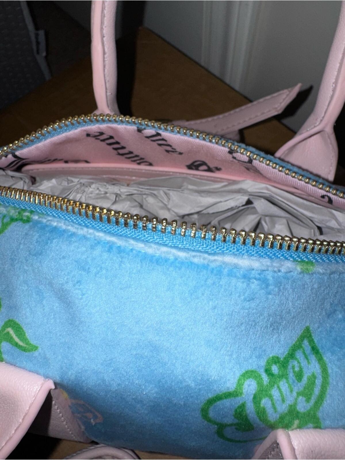 Juicy Couture Blue & Pink Mini Barrel Crossbody Bag with Coin Purse