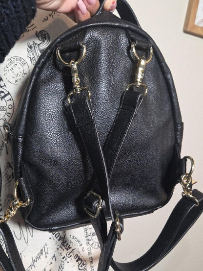 NWOT Betsey Johnson Backpack Luv xoxoxo Black Teal Bow Polka Dots