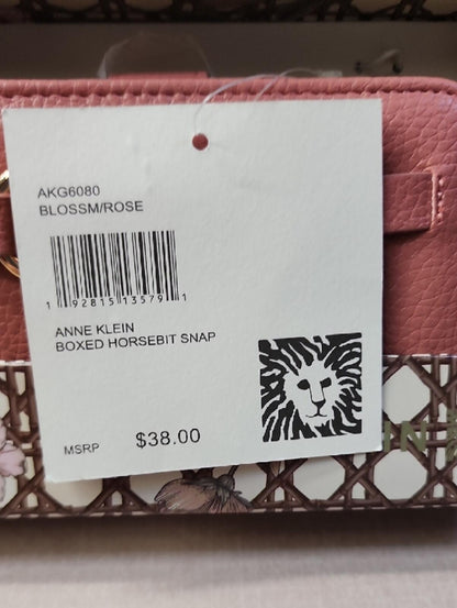 Anne Klein Rose Pink Horsebit Wallet Gold Hardware Quiet Luxury NWT