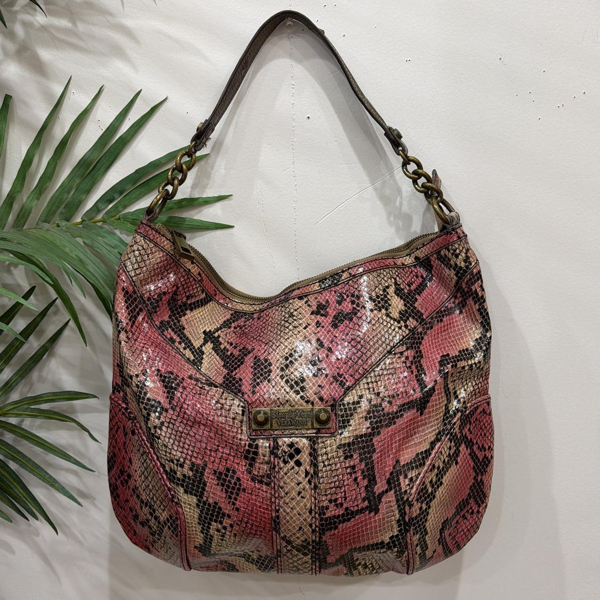 Vintage Y2k Simply Vera Vera Wang Pink Snakeskin Hobo Bag Grunge Sleaze