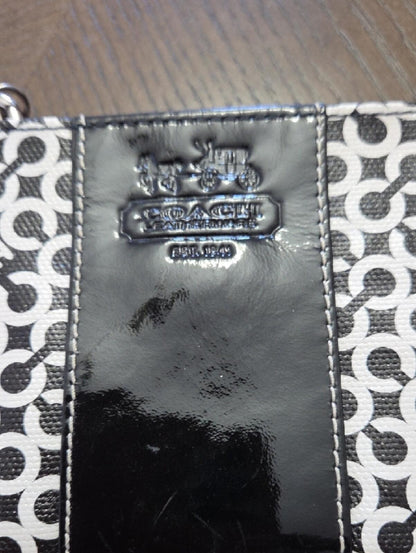 Coach Signature Canvas Wristlet Black White