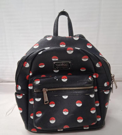 Loungefly Pokemon Poke Ball All Over Print Mini Backpack Black Rare READ