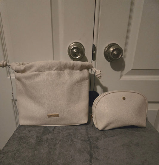Nanette Lepore Cream Vegan Leather Shoulder Bag with Pouch - New with Tags