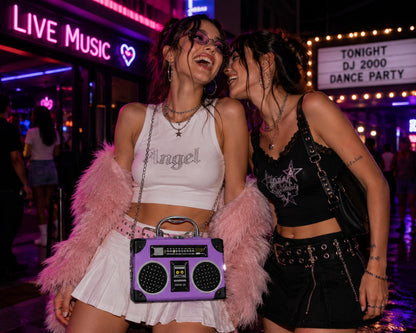 Purple Boombox Crossbody Bag Y2K Retro Radio Purse