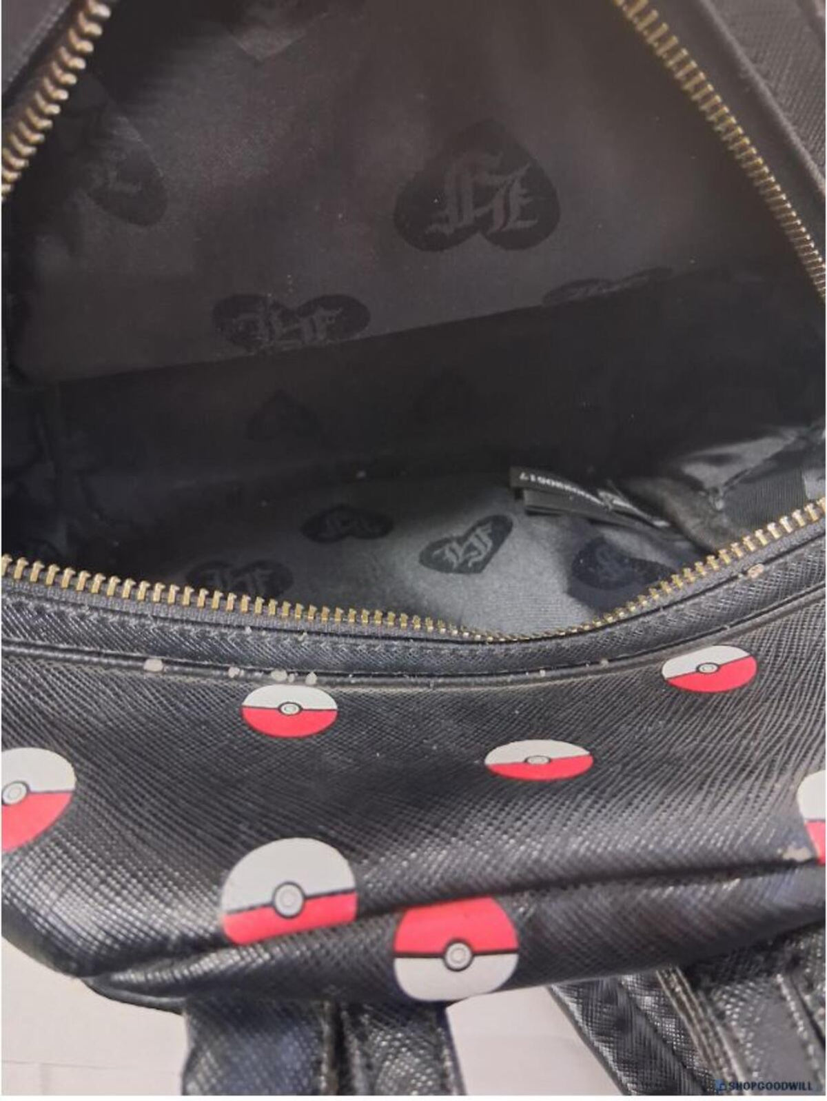 Loungefly Pokemon Poke Ball All Over Print Mini Backpack Black Rare READ