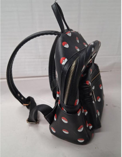 Loungefly Pokemon Poke Ball All Over Print Mini Backpack Black Rare READ