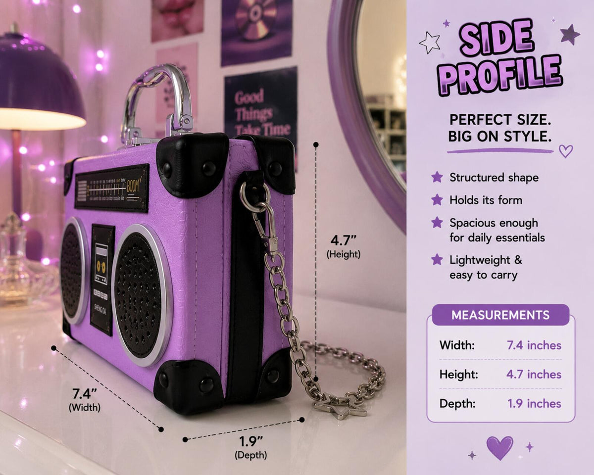 Purple Boombox Crossbody Bag Y2K Retro Radio Purse