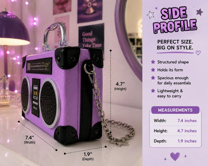 Purple Boombox Crossbody Bag Y2K Retro Radio Purse